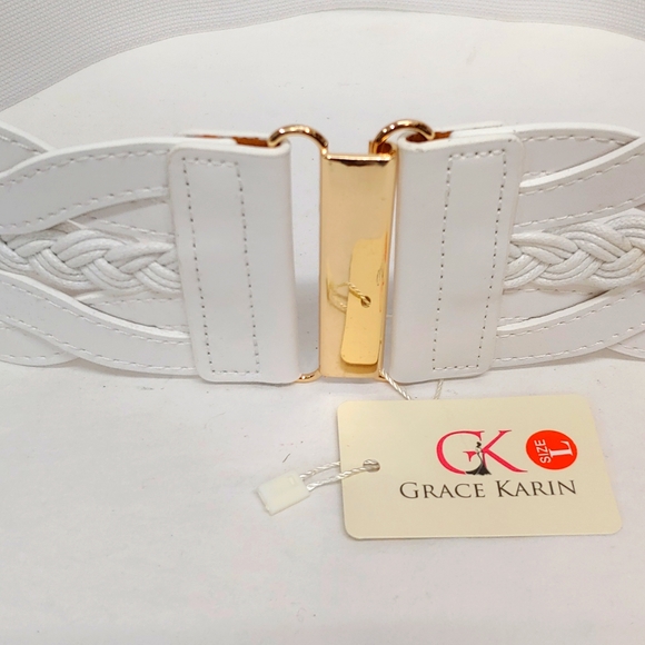 Grace Karin White Wide Elastic Wide Belt. NWT - Picture 3 of 9